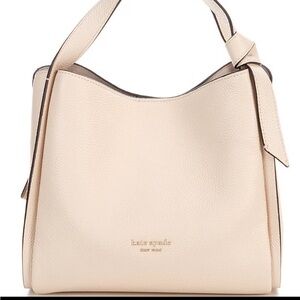 Kate Spade Knott Pebbled Leather Medium Crossbody Hobo Bag in Milk Cream